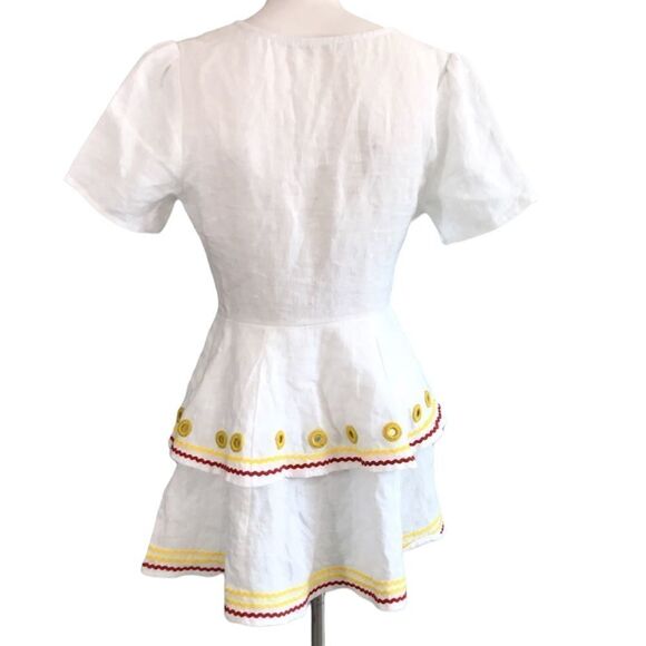 Tularosa Linen Mini Dress Mattie Mini Rick Rack Trim Size Small - Picture 3 of 7